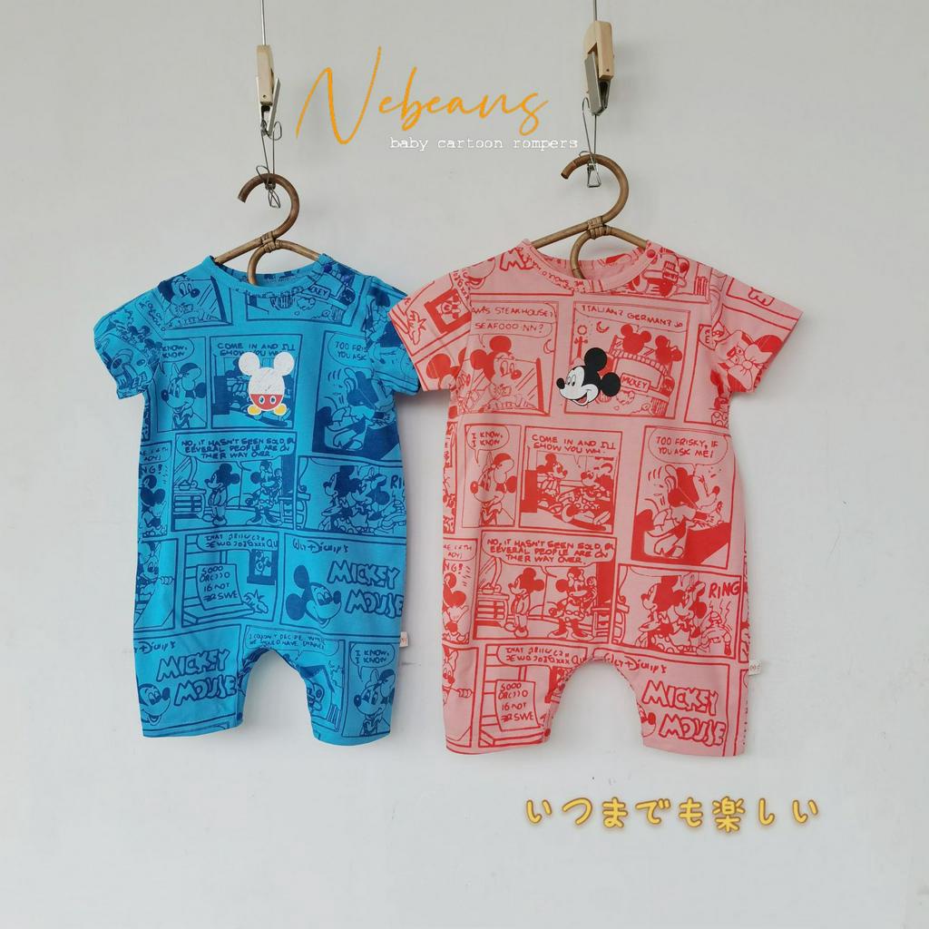 Bộ Áo Liền Quần Tay Ngắn Hoạ Tiết Hoạt Hình Đáng Yêu Cho Bé Trai