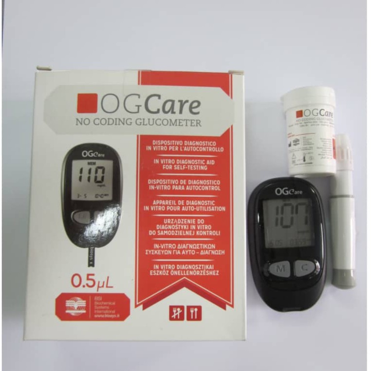 Máy đường huyết OGCARE +tặng kèm 25 que,10 kim lấy máu - Nhập khẩu Italy