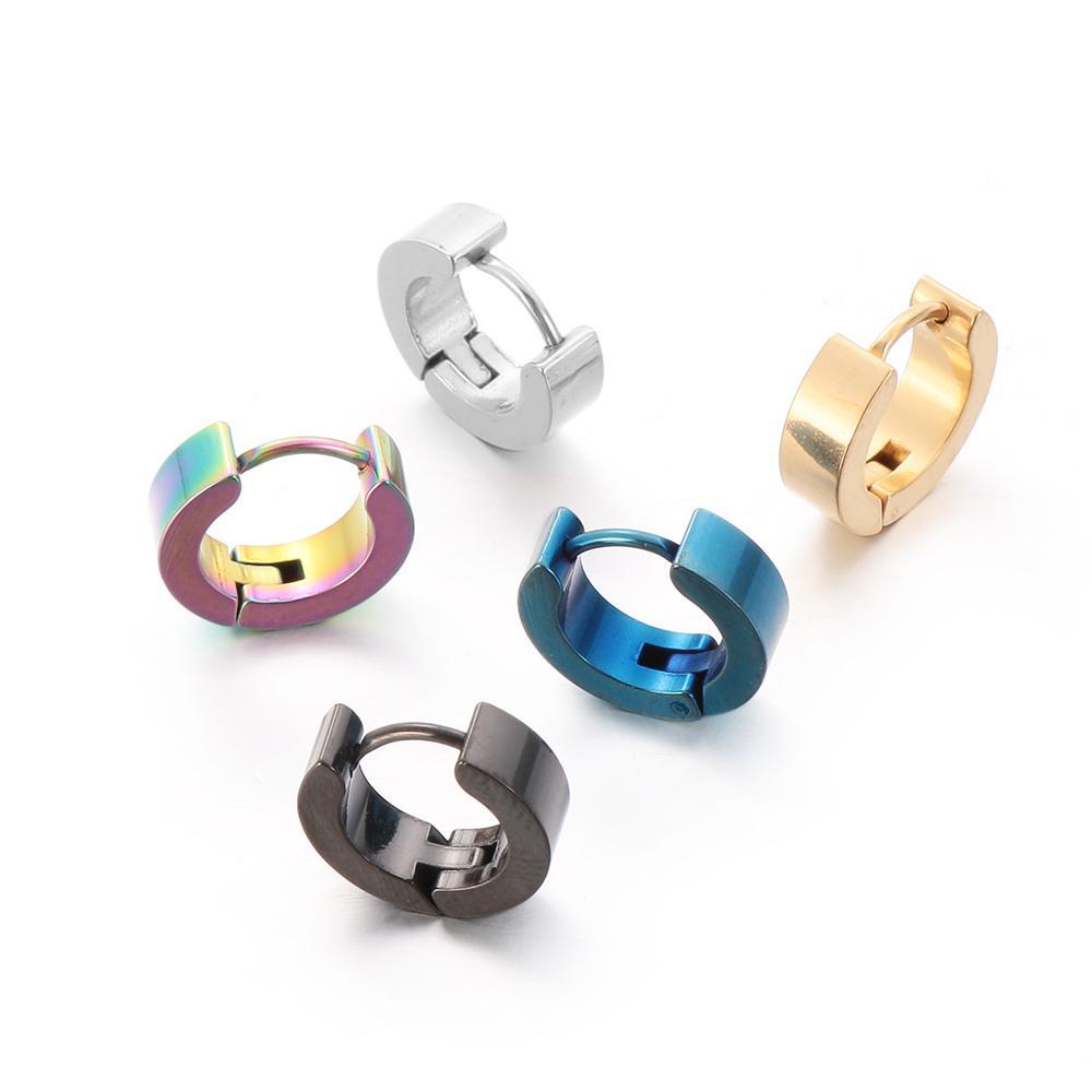 Set 2 Khuyên Tai Thép Không Gỉ Bóng Unisex