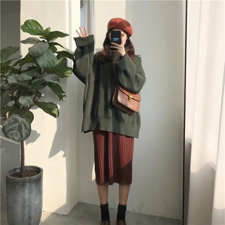 [ORDER] Áo len basic dáng rộng xẻ hông ulzzang