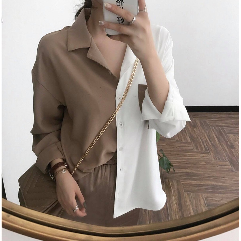 Áo sơmi phối màu túi