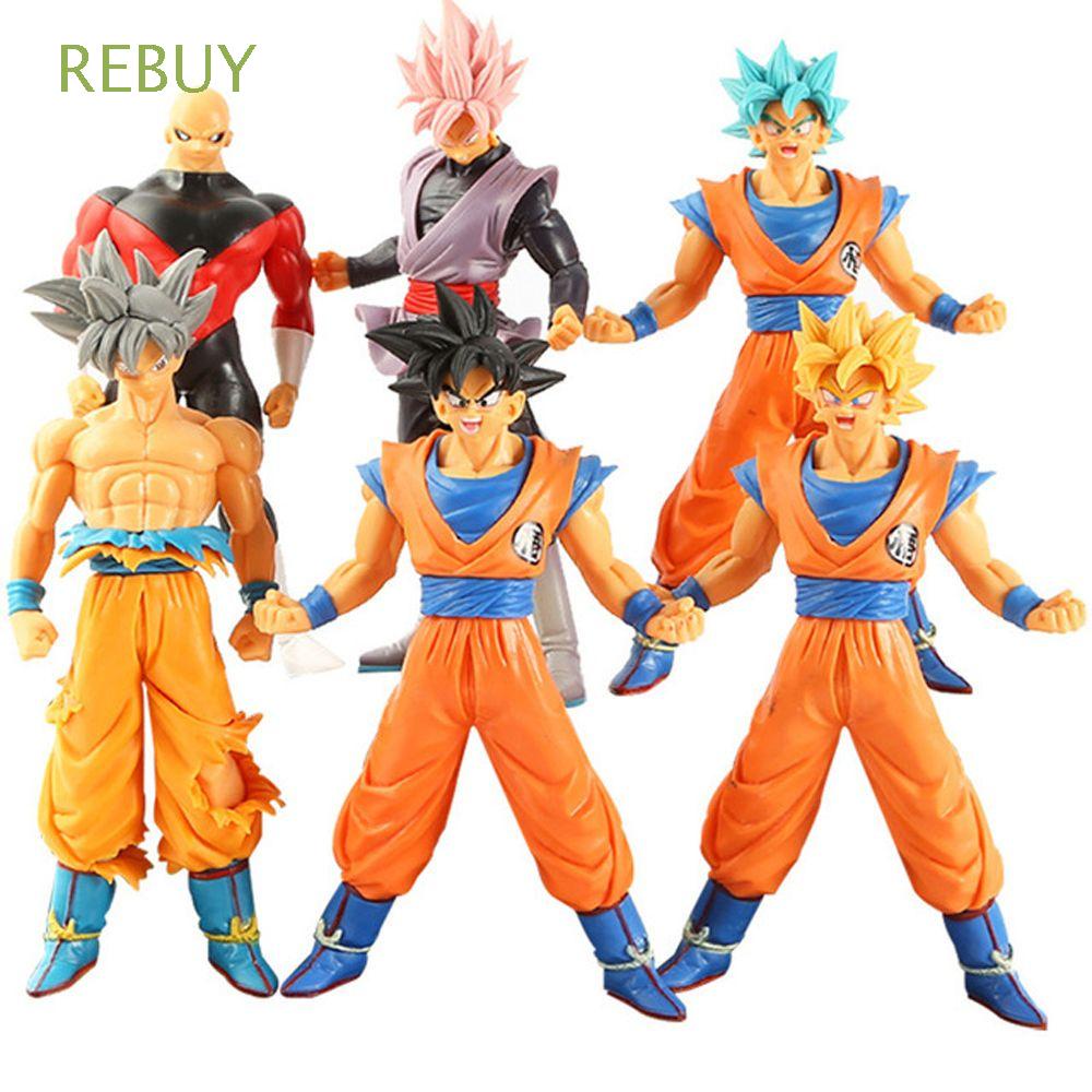 REBUY 6pcs/set Super Saiya Figures Anime Figure Son Goku Figures Dragon Ball Figures Desktop Ornaments PVC Figure Brinquedo Toy Model Toys Monkey King Goku Jiren DBZ Model