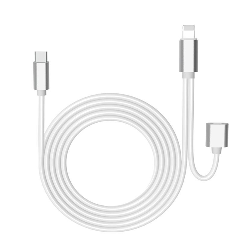 Cáp chuyển đổi âm thanh USB Type C OTG sang Lightning- + PD cho laptop