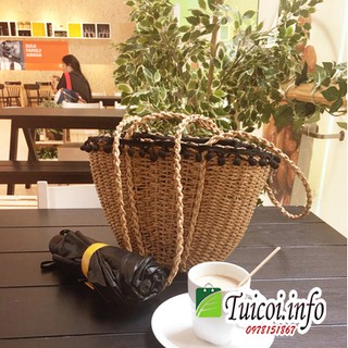 Túi Cói Đi Biển Miệng Quả Bông