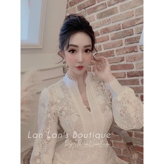 đầm ren nude cổ trụ- có clip