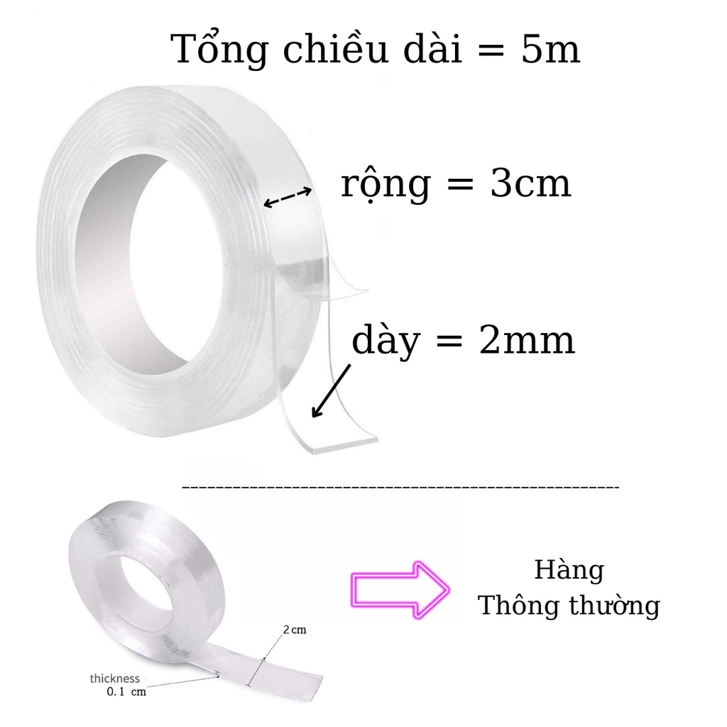 Cuộn 5m băng dính ma thuật 2 mặt magic, có thể giặt và tái sử dụng hàng loại 1 dày 2mm bản 3cm