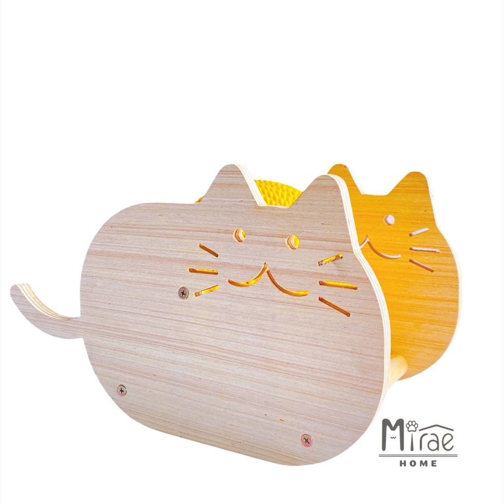 Đồ chơi cào móng, bàn cào móng cho mèo bằng gỗ Plywood chất lượng cao, cào móng hình bóng xoay tròn CM01 Mirae Home