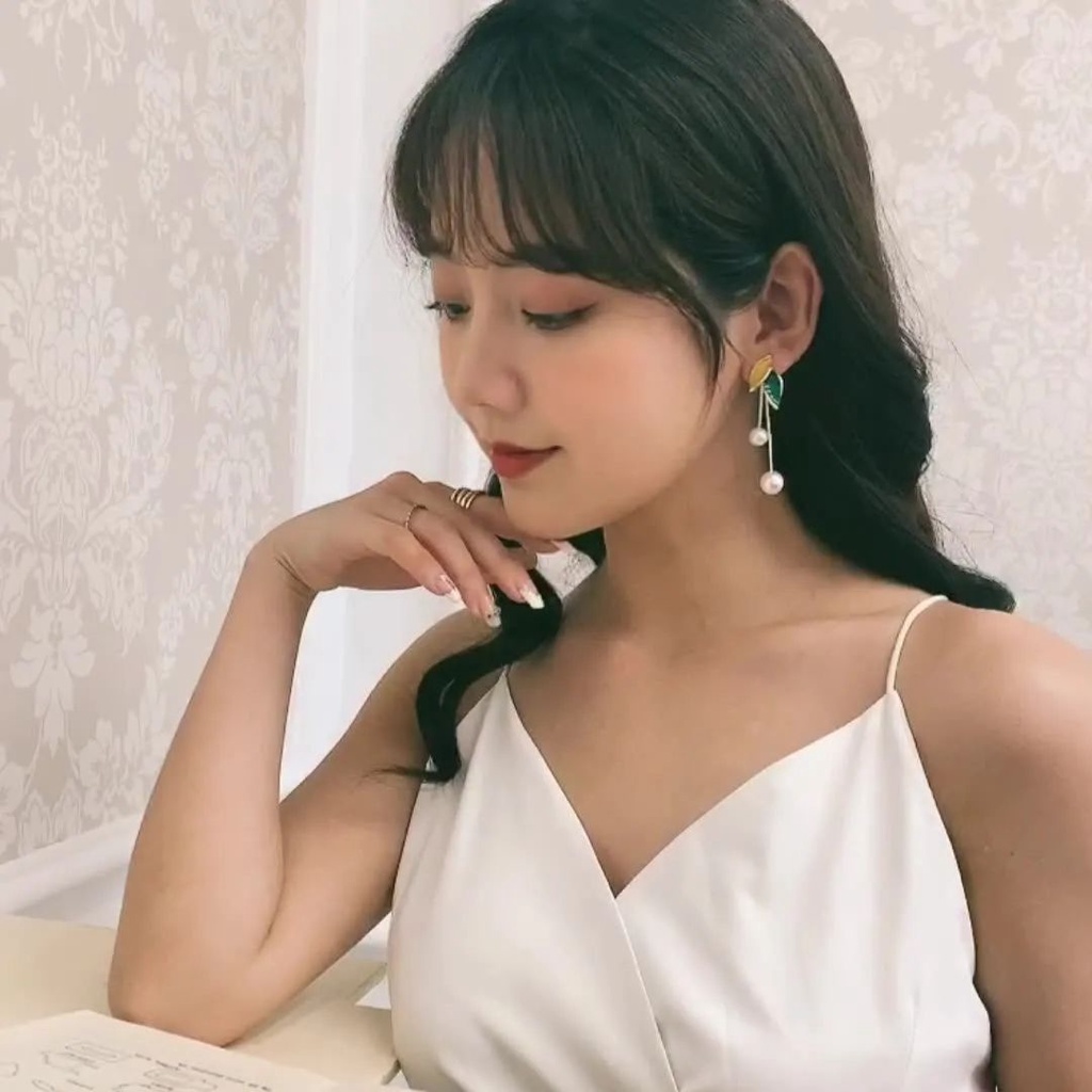 Bông Tai Dáng Dài Đính Ngọc Trai Thời Trang Cao Cấp Phong Cách Hàn Quốc 2022