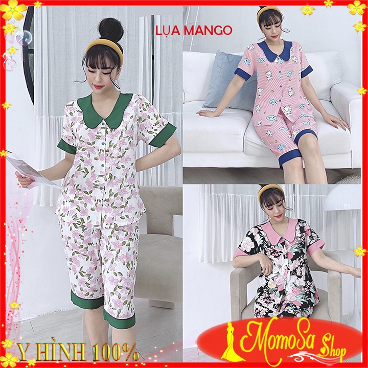 Đồ Bộ Nữ Mặc Nhà Quần Lửng Lụa Mango Cao Cấp MOMOSA Shop