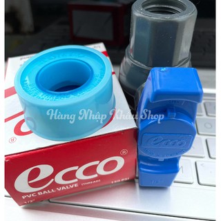 Van khóa nước 2 đầu ren trong phi 21 Ecco tặng kèm cuộn keo lụa Tombo