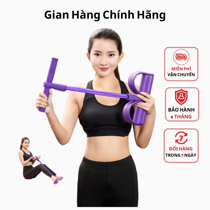 Dây cao su tập gym - Dây cao su kháng lực tập gym, 4 ống cao su đa năng tập bụng, thể dục, tập gym tại nhà