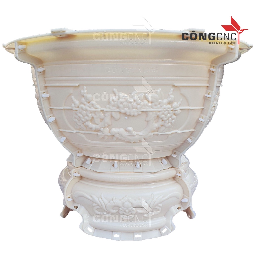 Bộ khuôn chậu tròn 60, 73, 86 họa tiết Rồng hóa hoa mai