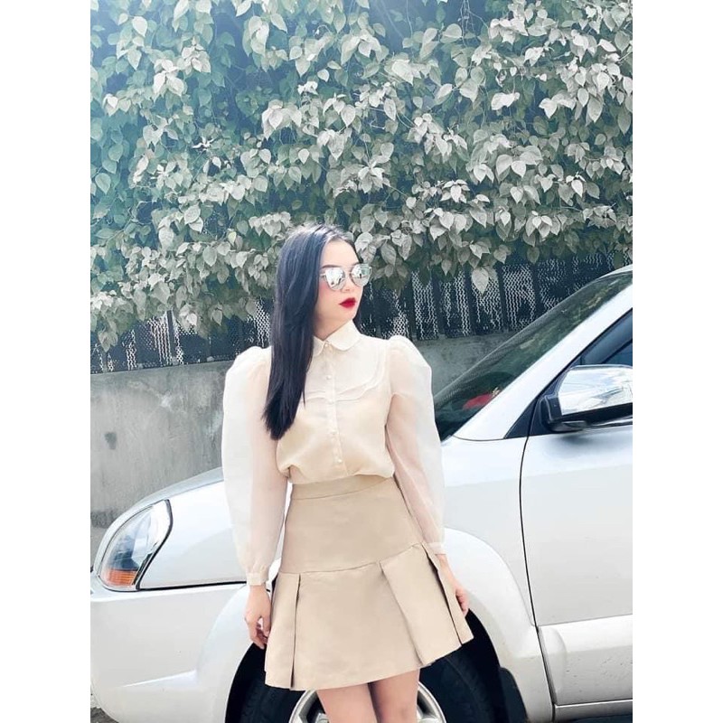 Áo sơmi tơ Organza ruby