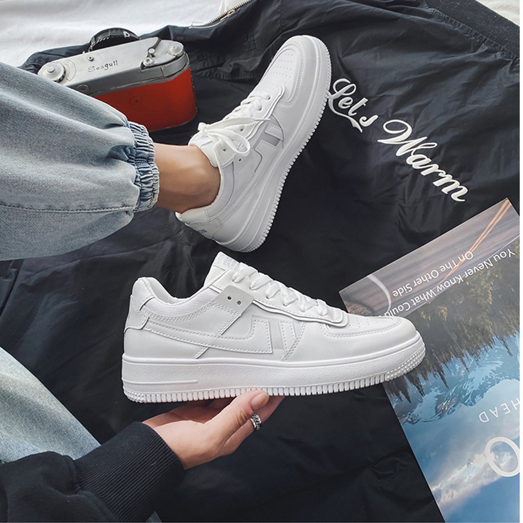 giày sneaker nam trắng mẫu mới HOT 2021 , giày thể thao nam nữ cao cấp chất liệu da PU dễ làm sạch DOZIMAX