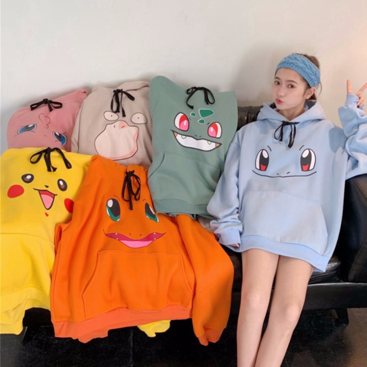 Áo Hoodie Dáng Rộng Họa Tiết Pokemon Xinh Xắn Theo Phong Cách 2021 Dành Cho Nữ