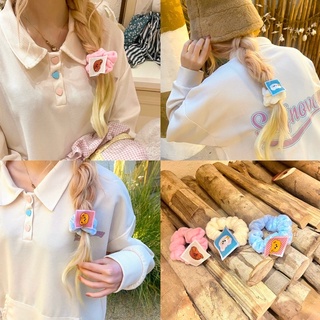 Dây buộc tóc scrunchies lông mềm mịn mẫu tim, robot, gấu xinh xắn