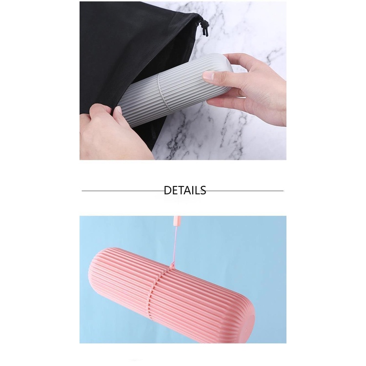 Hũ Hộp Đựng Bàn Chải Và Kem Đánh Răng Kiểu TRÒN CÓ VÂN S8 (Kiêm 2 Cốc) - Khi Đi Du Lịch, Công Tác