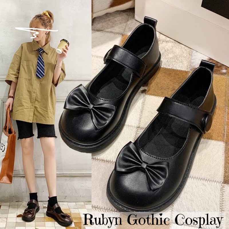 [CÓ SẴN]  Giày Búp Bê Lolita Đính Nơ Xinh Xắn ( Size 35 - 40 ) Màu Nâu và Đen