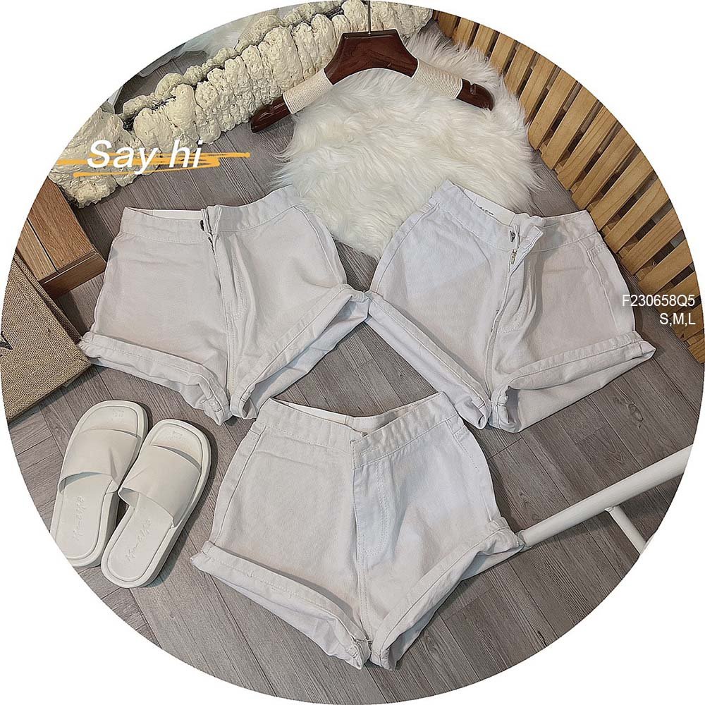 Quần short jean trắng lưng cao hàng đẹp!