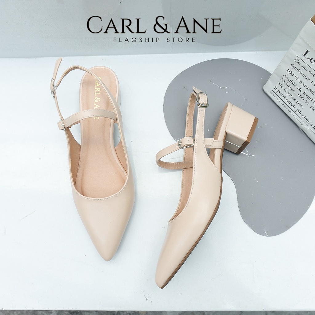 Carl & Ane - Giày cao gót Carl & Ane 2022 mũi nhọn kiểu dáng thanh lịch cao 3,5cm màu trắng - CL023