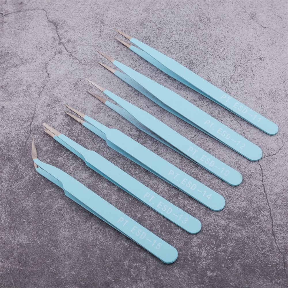 [Hàng mới về] Set 6 nhíp thép không gỉ 1.0mm chống tĩnh điện tự làm đẹp đa năng tiện lợi