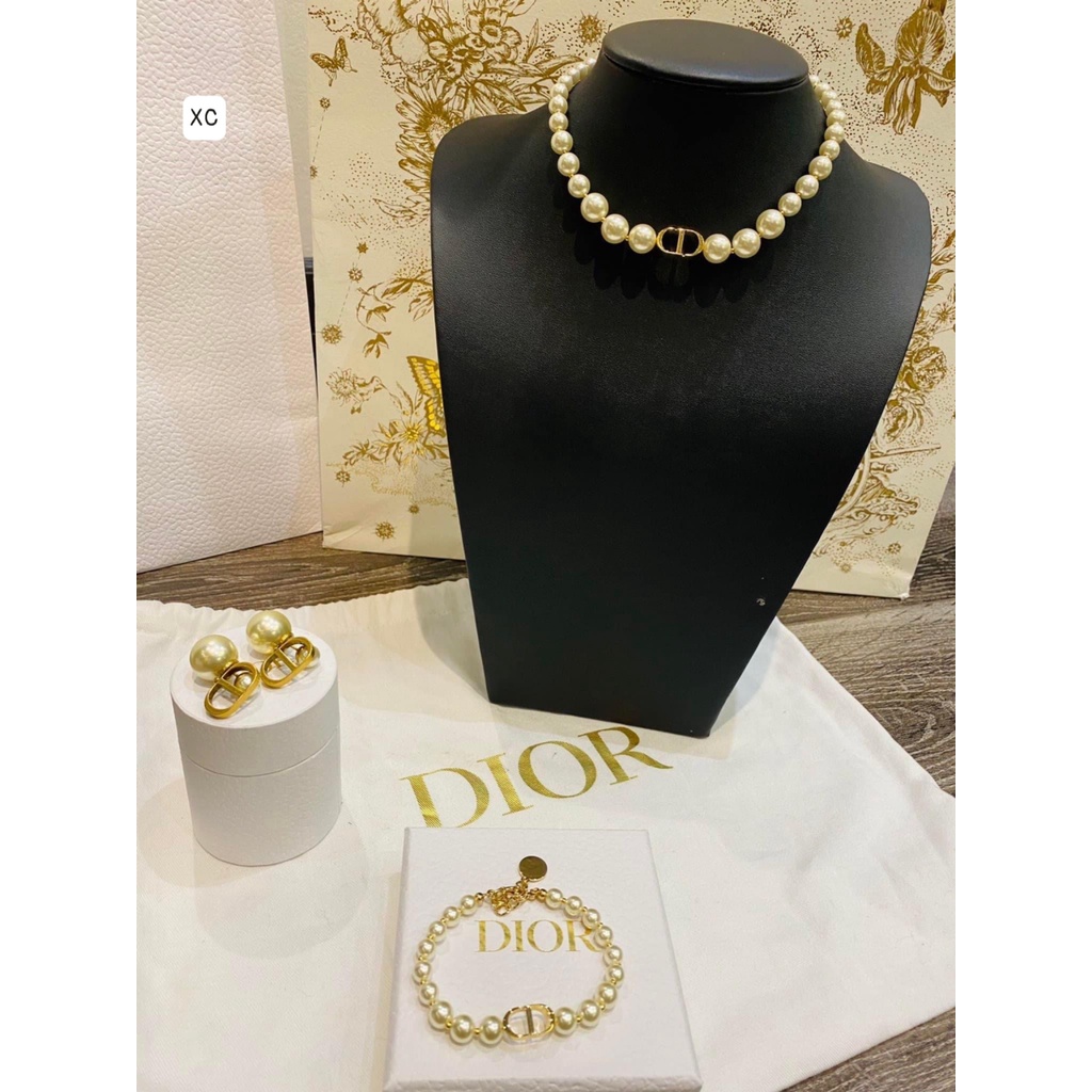 Sét 3 món dây chuyền , khuyên tai , lắc tay hạt trai  sang chảnh thanh lịch hot trent