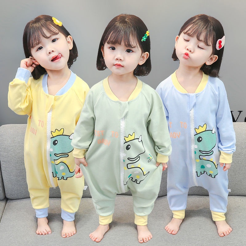 ✨Hàng Có Sẵn✨ Bộ Đồ Ngủ Liền Thân Bằng Chất Liệu Cotton Mỏng Thời Trang Xuân Thu Dành Cho Bé 01-2 - 3 Tuổi