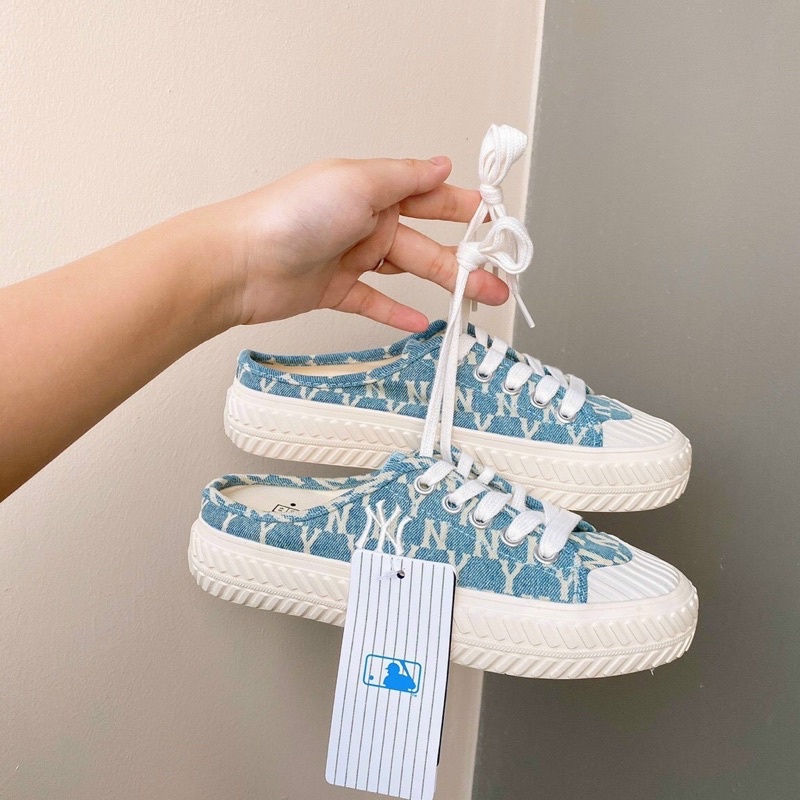 Giày Sneaker Sục MLBb Monogram Xanh -Ảnh Thật