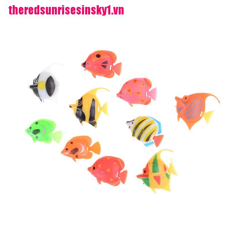 Set 10 mô hình cá giả bằng nhựa nhiều màu sắc dễ thương dùng trang trí bể cá