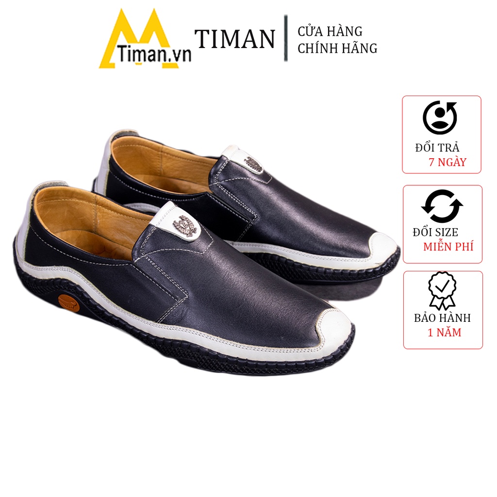 Giày nam lười chất liệu da bò tây đẹp phong cách công sở thiết kế mọi cao cấp bảo hành 5 năm NT25 TIMAN