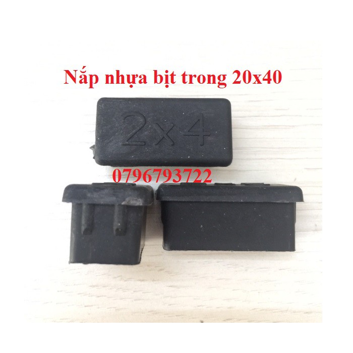 Bộ 10 cái nắp chụp nhựa chữ nhật 20x40_bịt trong chân bàn ghế, nút chân chống xước, bịt trong chân ống sắt, nút nhựa