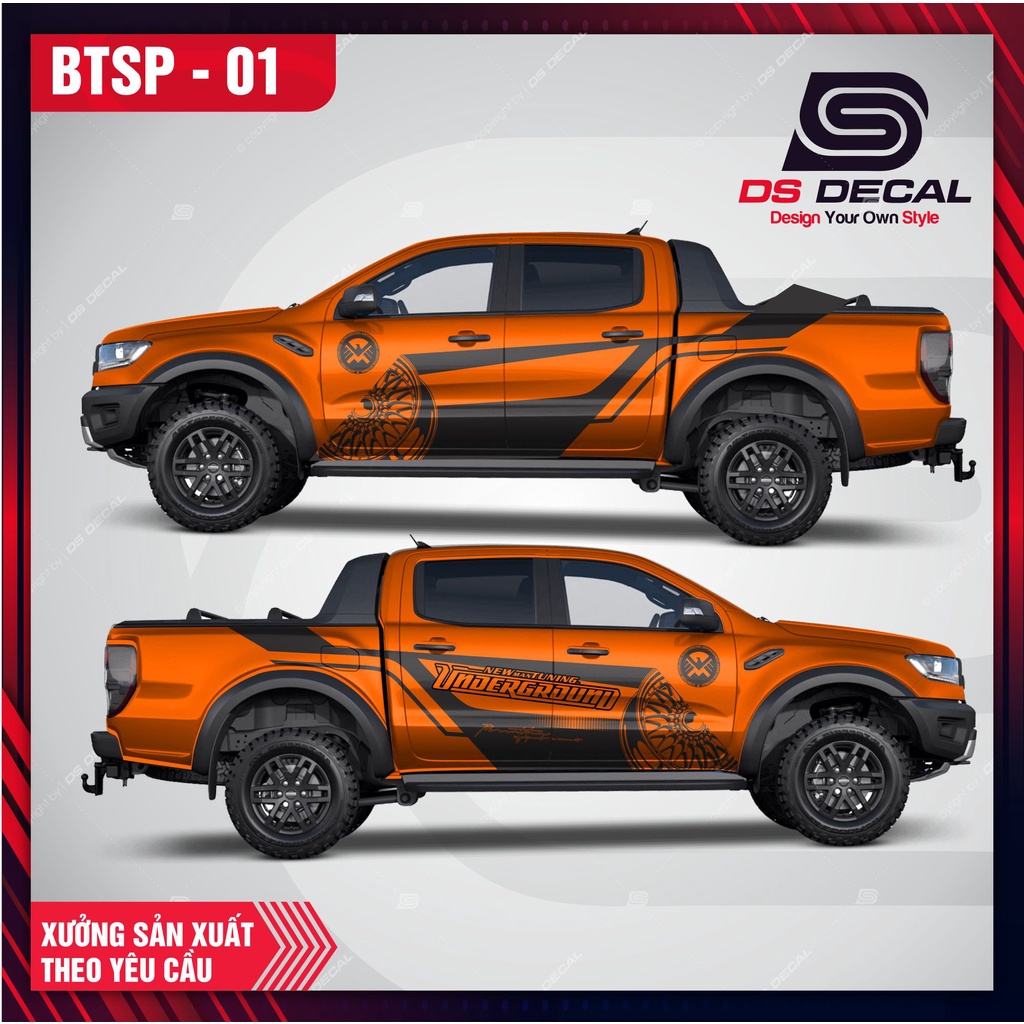 Tem xe ô tô ford ranger, decal dán xe bán tải chất liệu tốt, tem dán xe ô tô phong cách thể thao mới lạ