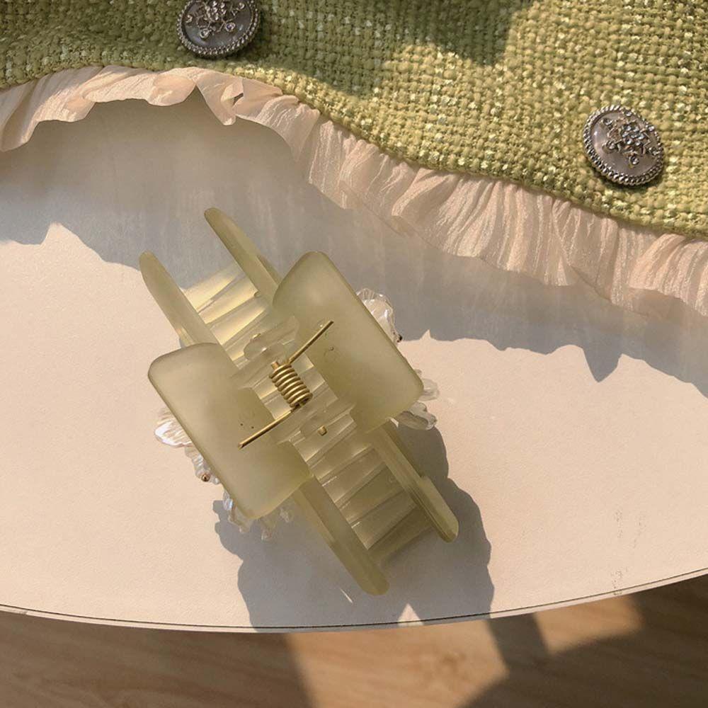 Kẹp Tóc Hình Vuông Bằng Acrylic Màu Xanh Lá Cây Ngọt Ngào WMES15H Phong Cách Hàn Quốc