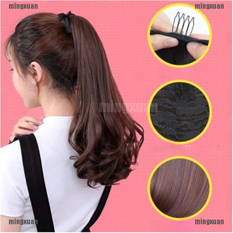 ★BÁN CHẠY ★Wig Extension Ponytail Ribbon-Type Grafting Lifelike Curly Straight Wavy Hair