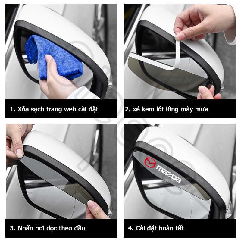 Sieece Tấm Che Mưa Gương Chiếu Hậu Ô Tô MiếNg DáN GưƠNg ChiếU HậU Vè Che Mưa Gương Chiếu Hậu Trang Trí Ô Tô Cho Mazda 3 5 CX7 MX5 6 Wagon CX5 2 RX7 CX30 CX-3 CX8 CX3 Atenza BT50 323 Axela CX9 RX8
