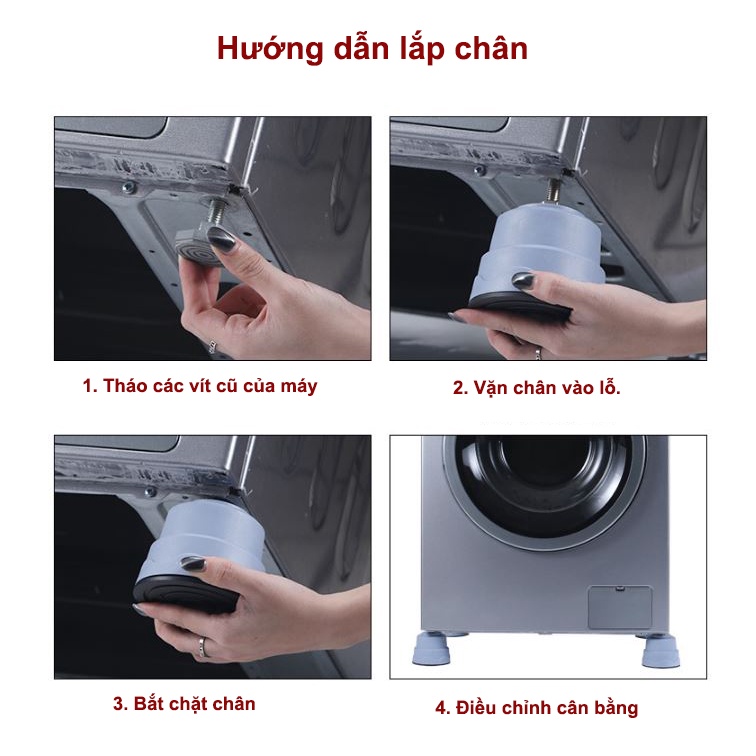 Bộ 4 chân kê máy giặt chống rung tiện lợi