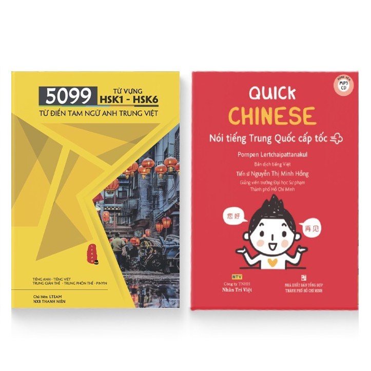 Sách - Combo: 5099 từ vựng HSK1 – HSK6 ( tam ngữ Anh – Trung – Việt )+Quick Chinese – Nói Tiếng Trung Cấp Tốc