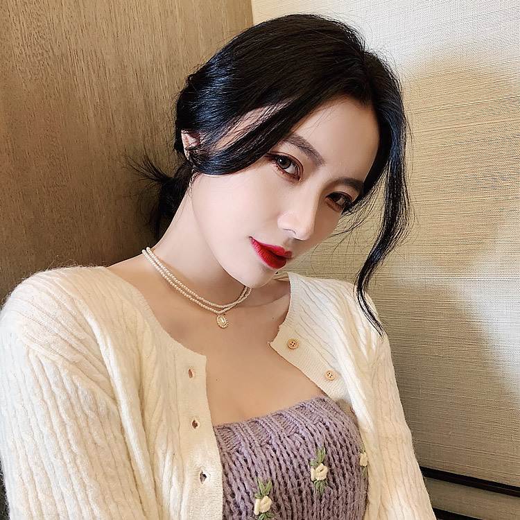 Dây chuyền đính ngọc trai thiết kế đơn giản phong cách Hàn Quốc