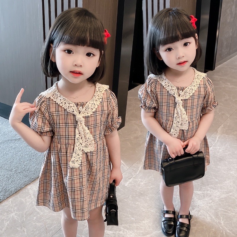 Váy Bé Gái Kẻ BBR Xòe Công Chúa Xinh Xắn Đáng Yêu Siêu Xinh