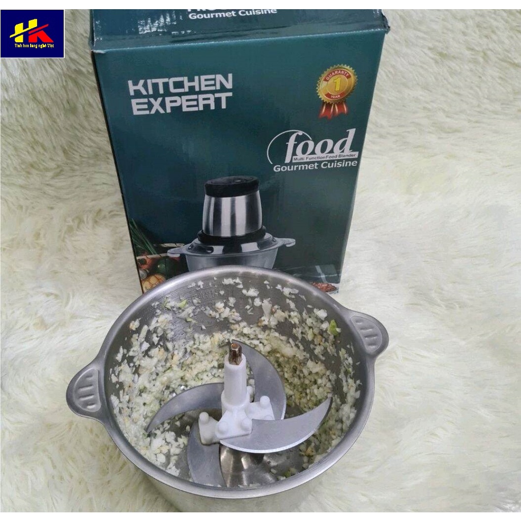 Máy xay thịt Kitchen Expert dung tích 2L cối Inox cao cấp, Máy nghiền thịt - Hồng Kỳ Mart