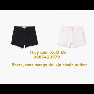 Quần short jeans nữ đen trắng mango dư xịn