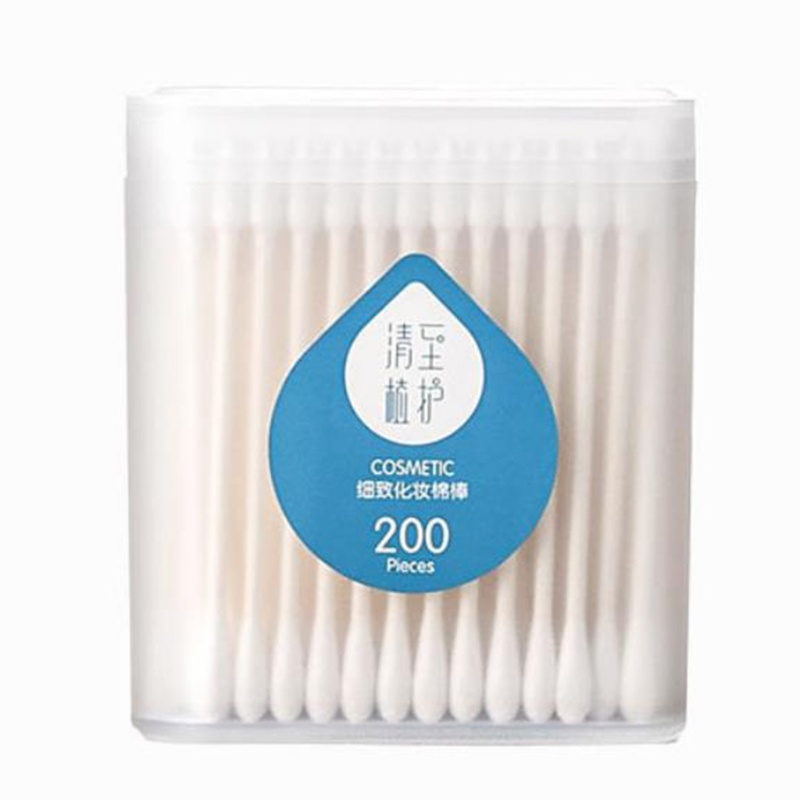 Set 200 Tăm Bông Cotton Hai Đầu Có Tay Cầm Dùng Để Vệ Sinh Tai / Bụi Bẩn