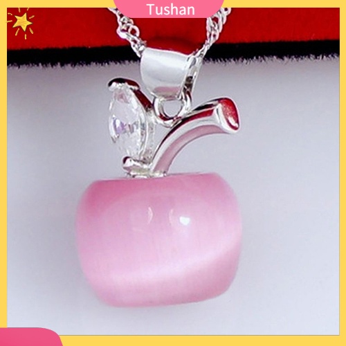 Cô gái Apple Hình dạng Faux Opal Khối Zirconia Bạc Mạ Mặt dây chuyền cho vòng cổ