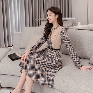Váy gucci dài tay kèm thắt lưng 2020