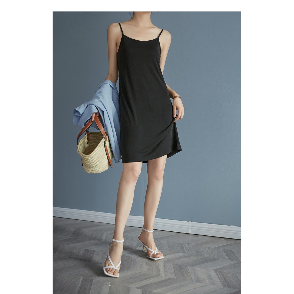 Váy Đầm Hai Dây Thun Trơn Dáng Suông Chất Thun Cotton Mềm Mịn Lefe VS03 | BigBuy360 - bigbuy360.vn