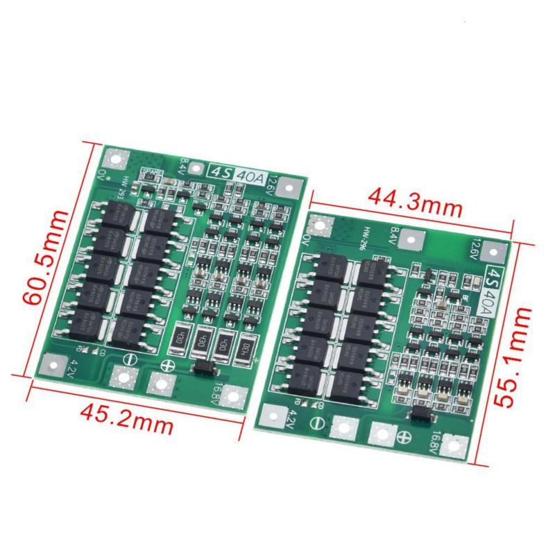 Bảng mạch cân bằng bảo vệ pin lithium 3S/4S 40A 60A 18650 BMS 11.1V 12.6V/14.8V16.8V BM02