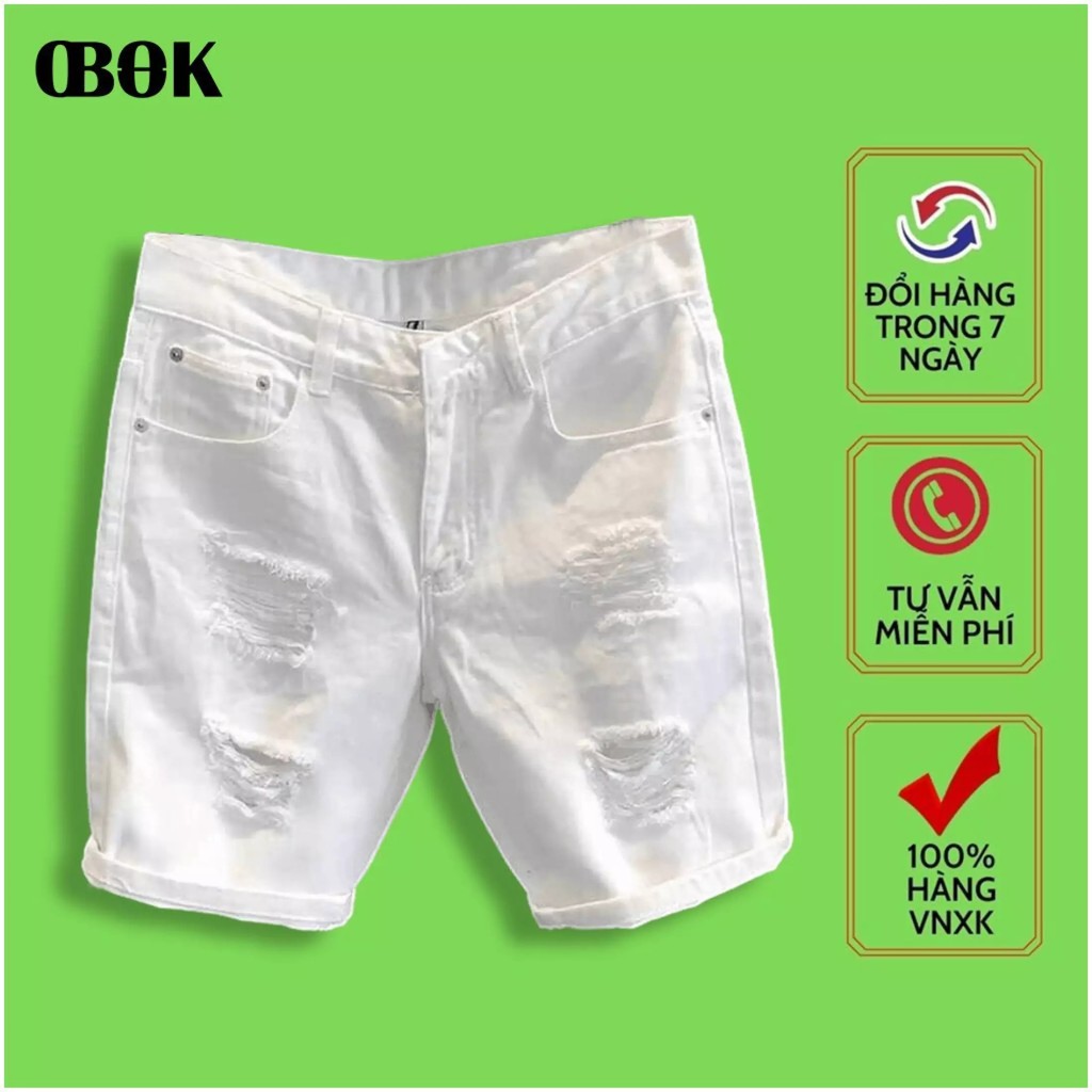 Quần short jean nam màu trắng OBOKFASHION, dễ phối đồ cao cấp phong cách hàn quốc QSN45