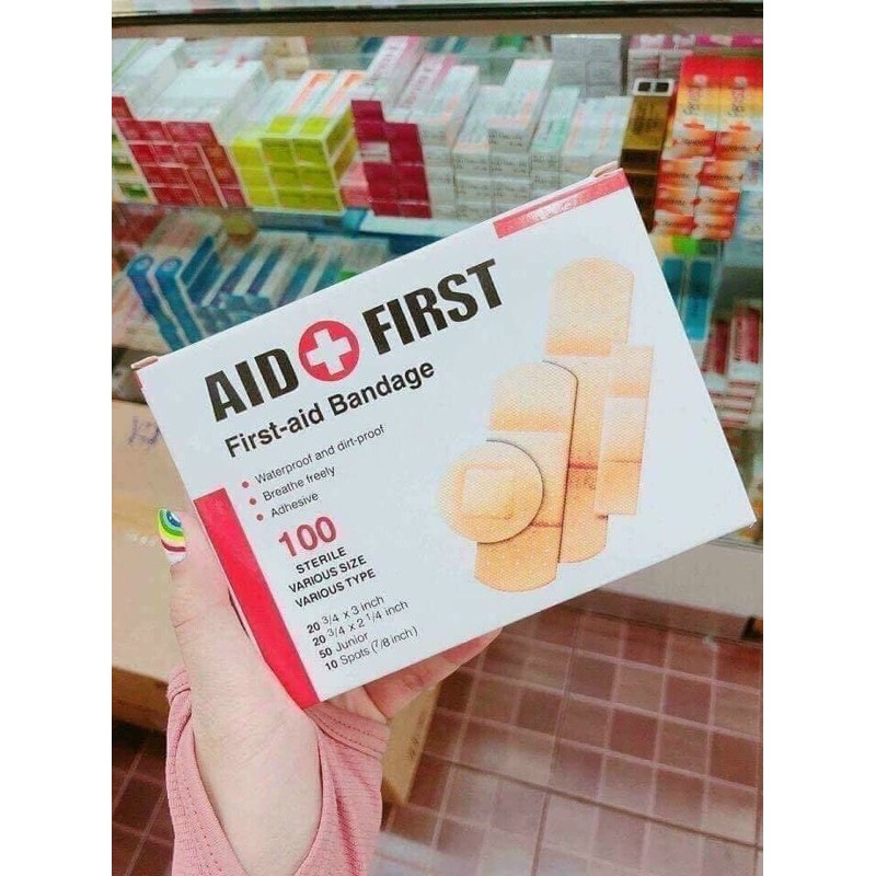 GÍA SỈ - Hộp 100 miếng băng keo cá nhân aid + first