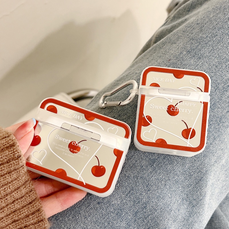 Vỏ Bảo Vệ Hộp Sạc Tai Nghe AirPods 1 2 Pro 3rd Bằng TPU Mềm Mặt Gương Màu Đỏ Có Móc Khóa Chống Rơi