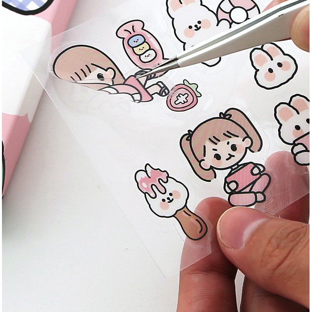 Set 20 tấm 100 miếng sticker dễ thương hình cô nàng dán trang trí sổ tay, laptop, ốp điện thoại...